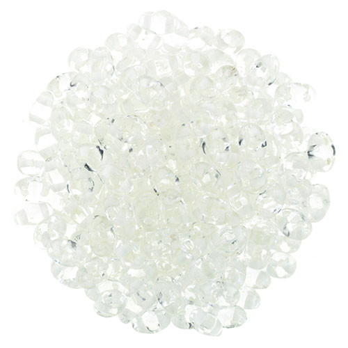 MiniDuo 2x4mm 2-Hole Czech Glass Beads CRYSTAL WHITE LINED